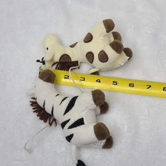Lot of 2 Safari Mobile Mini Plush Zebra Giraffe Loose Replacement Ornaments - Picture 7 of 7